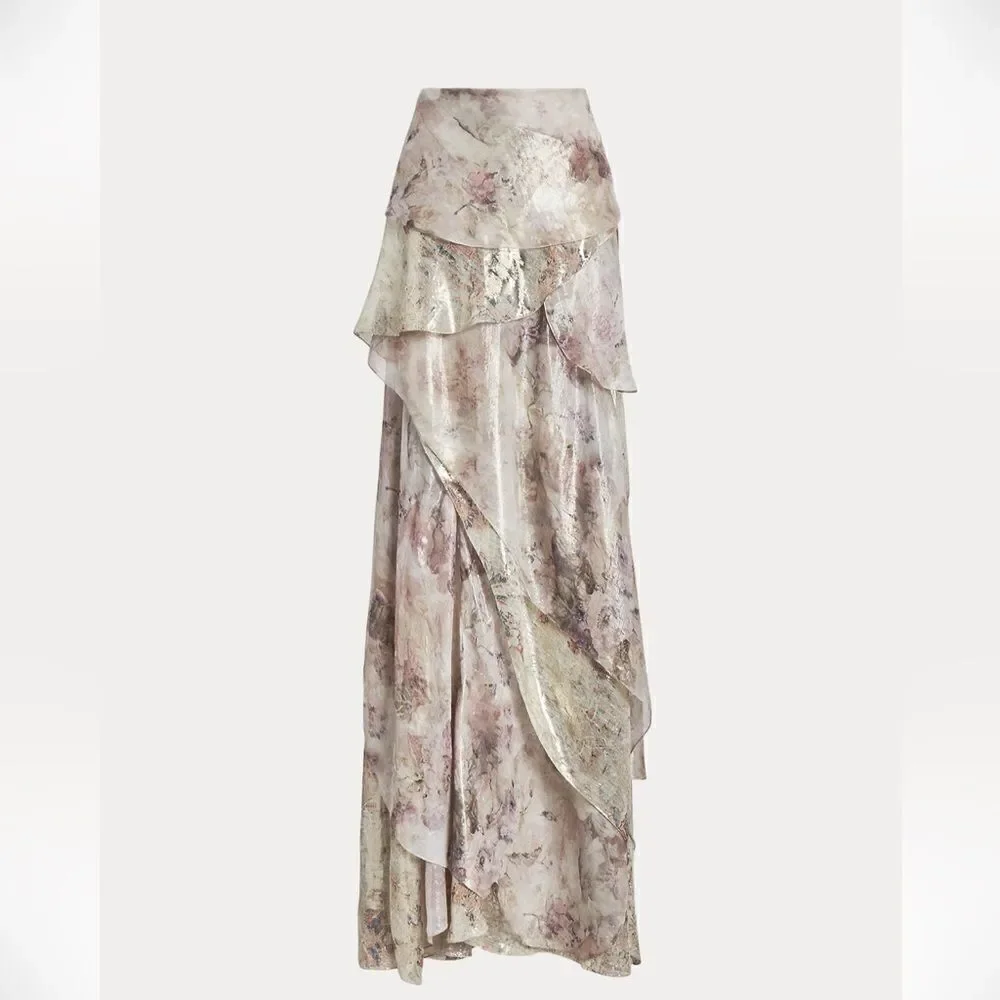 Ralph Lauren Fall 2023 Collection Birgita Blush Floral Tiered Skirt - Picture 4 of 17